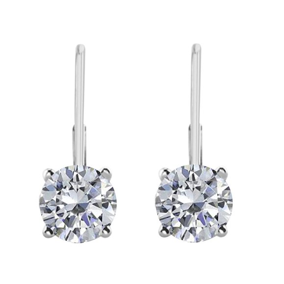 0.75 Cttw Leverback Dangle Natural Diamond Earring - Picture 6 of 12